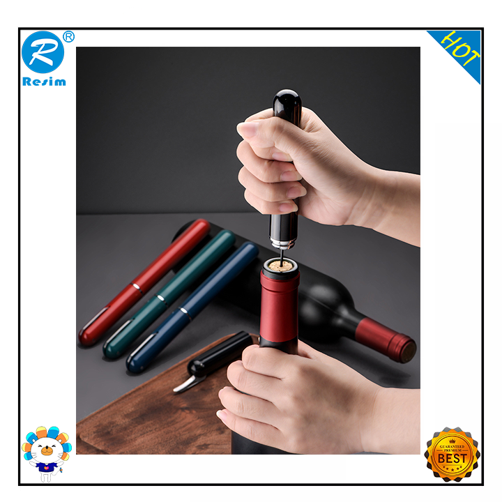 Resim factory dụng cụ mở chai rượu vang loại kim lô trực tiếp dụng cụ mở chai rượu vang đỏ dạng kim áp suất không khí hình bút màu đỏ phổ biến
