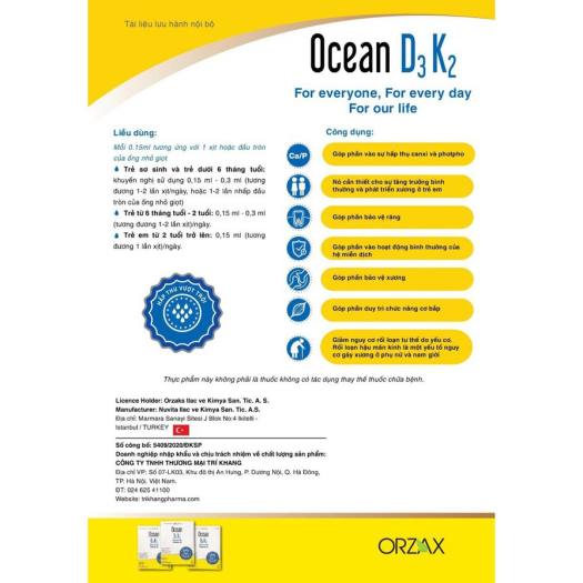 Vitamin OCEAN D3K2 - Bổ sung vitamin D3, K2 dạng xịt và nhỏ giọt cho bé lọ 20ml