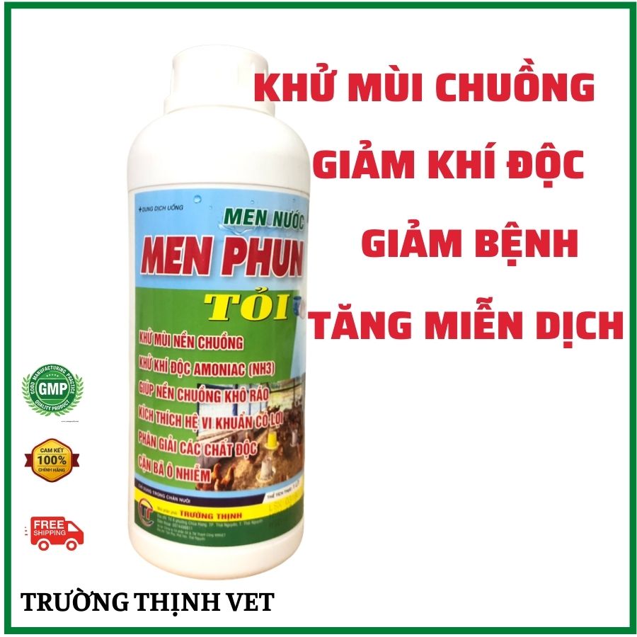 "Hoàn tiền đến 10%" Men phun khử mùi nền chuồng 1 lít giảm mùi hôi chuồng trại, nền chuồng khô, tăng miễn dịch với chiết xuất cao tỏi - Thú y Trường Thịnh