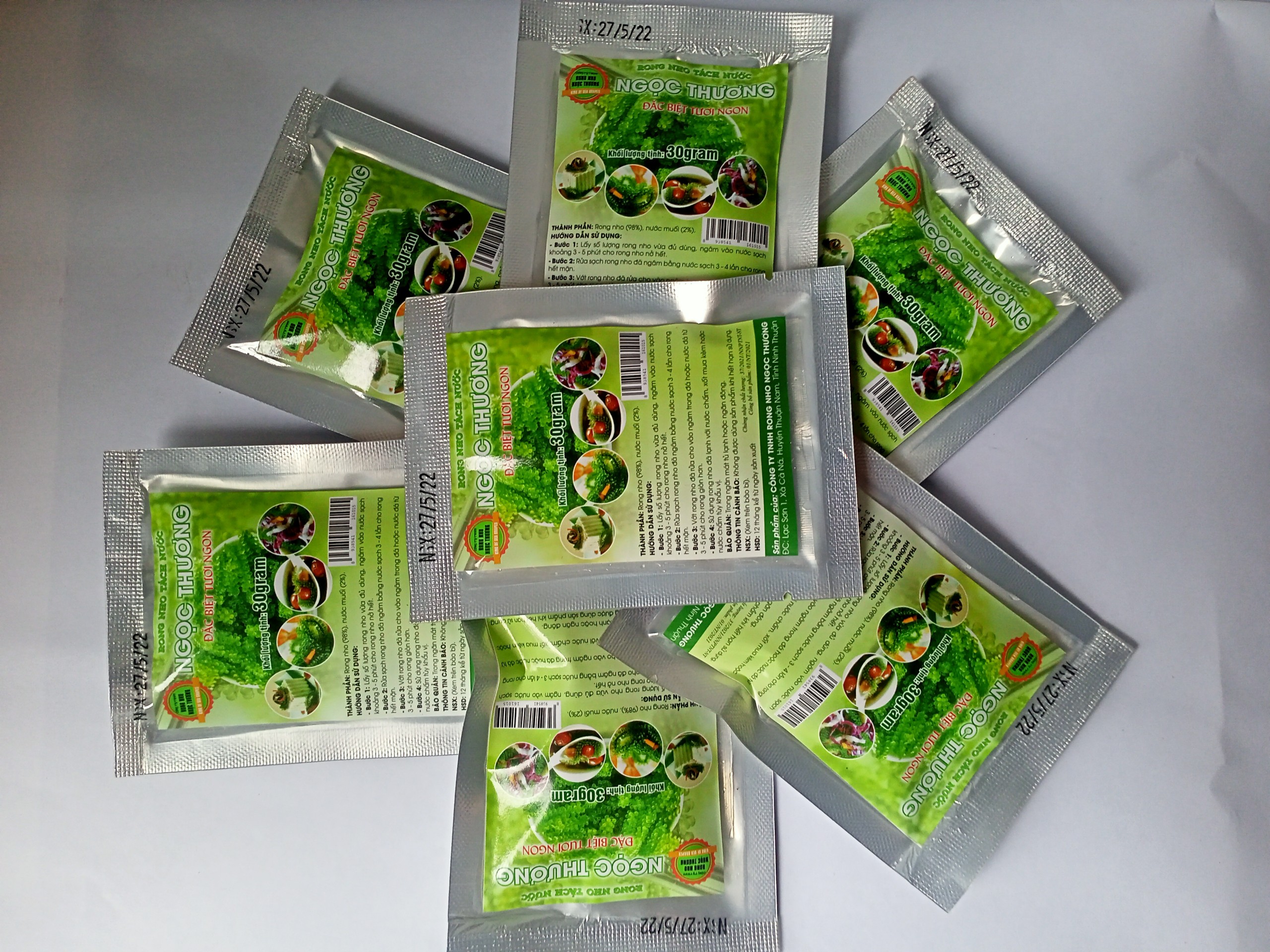 [ƯU ĐÃI SỐC] Rong Nho Tươi Tách Nước [30gr/gói, nở 120gr rong tươi]. Mua Từ 15 Gói Được Tặng Kèm 3 Gói Sốt Mè Rang 15ml/gói_ 20 Gói Tặng 5 Sốt_ Mua Càng Nhiều Càng Tiết Kiệm.