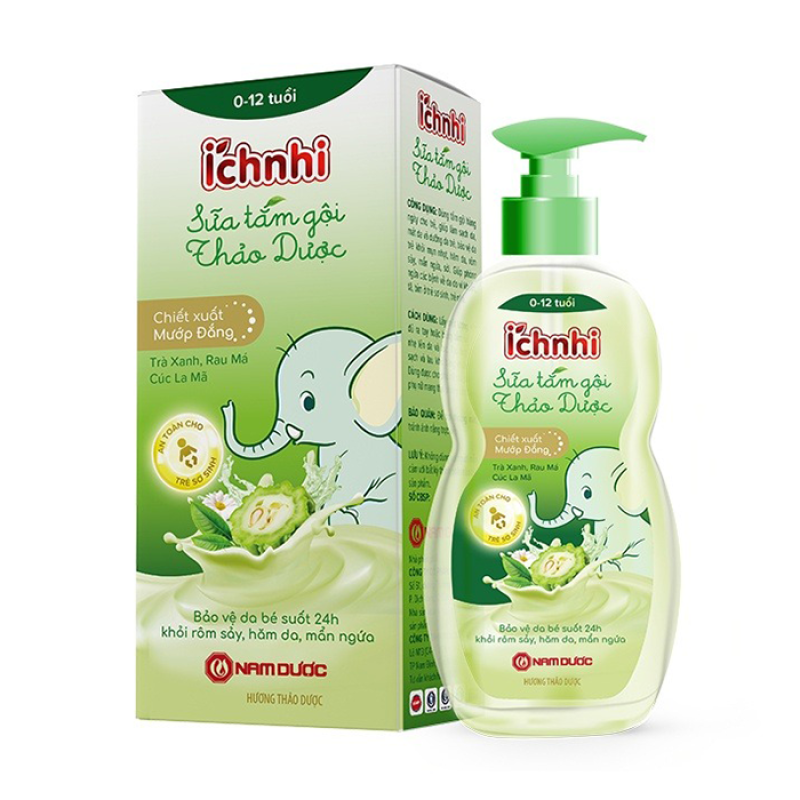 Sữa tắm gội thảo dược Ích Nhi cho bé chai 200ml