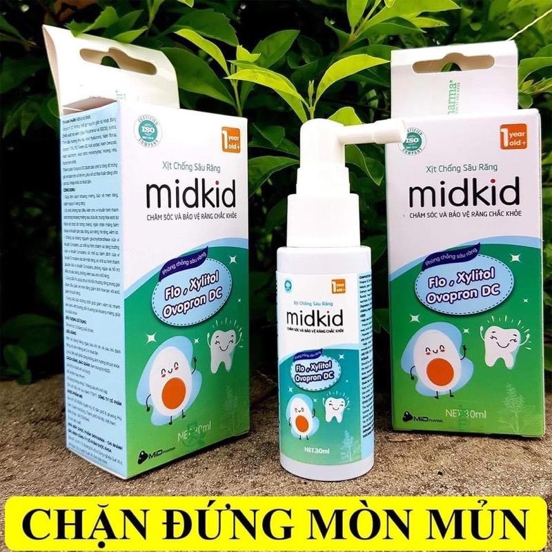 Xịt chống sâu răng,kem đánh răng dạng xịt midkid vệ sinh bảo vệ răng miệng nướu lưỡi cho bé