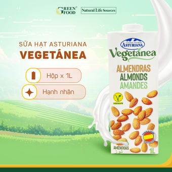 Sữa Hạt Hạnh Nhân Asturiana Vegetanea Ít Đường 1L -  3.5% Hạnh Nhân Thật, Không Chứa Lactose, Phù Hợp Với Người Ăn Chay, Nhập Khẩu Tây Ban Nha