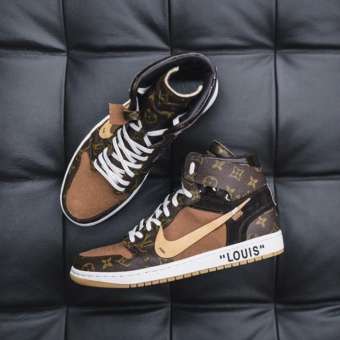 Giày thể thao JD1 Jordan 1 cổ cao LV, Giày sneaker nam nữ JD LV cực hót hàng mới về da lộn 2022