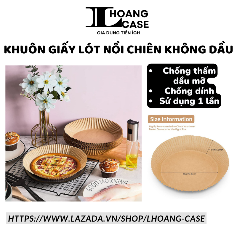 Set 50 khay giấy lót nồi chiên không dầu khuôn lót nồi chiên chống thấm chống nước chống dính tiện lợi