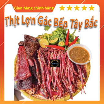 Thịt Heo Gác Bếp SAPA Chuẩn Tây Bắc 1KG (Kèm Chẩm Chéo) Thịt Lợn Đen Gác Bếp Sấy Khô Tây Bắc Ngọt Thơm Bao Chuẩn Vị