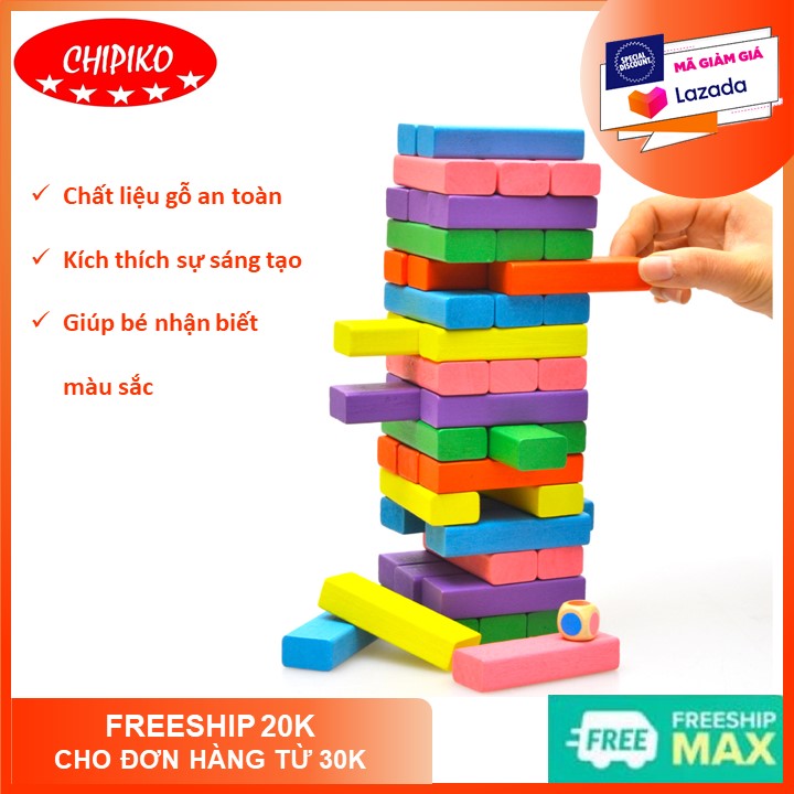 Rút gỗ 48 thanh nhiều màu sắc cho bé