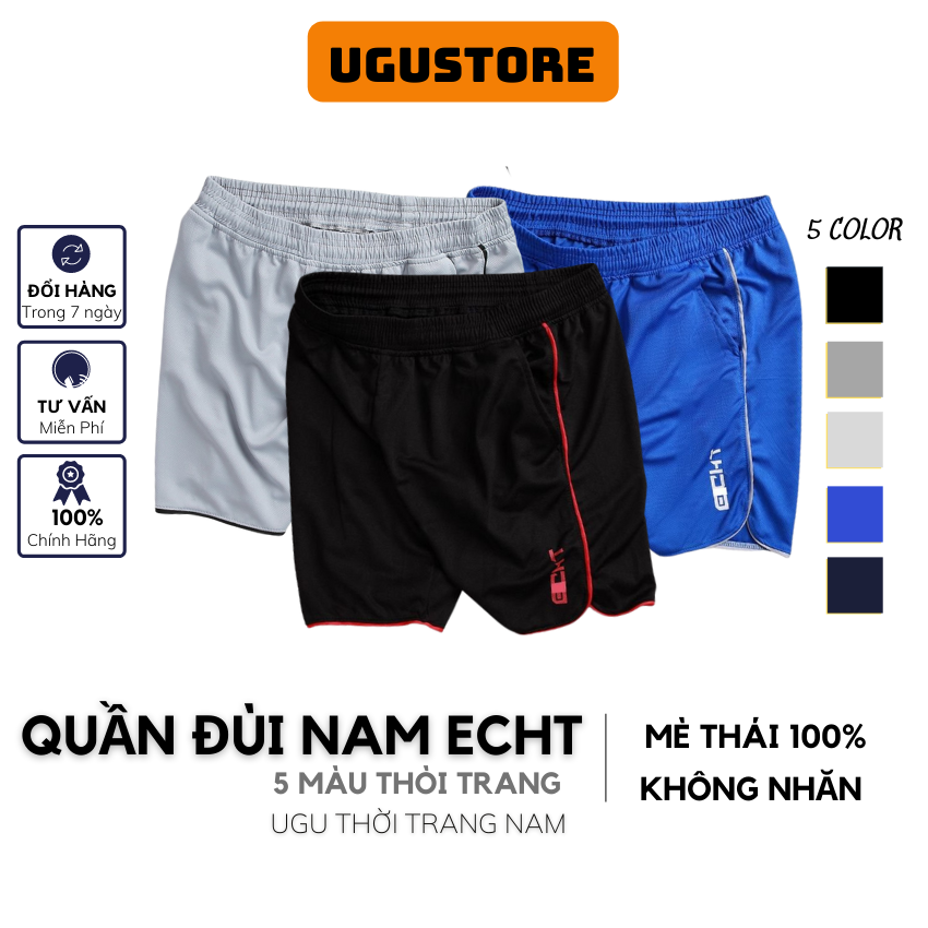 [COMBO 3] Quần đùi nam ECHT quần short thun nam thể thao hàng vnxk cao cấp co giãn thoáng mát - QDECHT