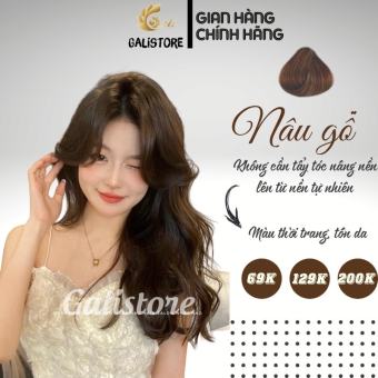 Thuốc nhuộm tóc màu Nâu gỗ, Nâu trầm, màu nhuộm thời trang không cần thuốc tẩy tóc nâng nền kèm oxy trợ nhuộm Galistore