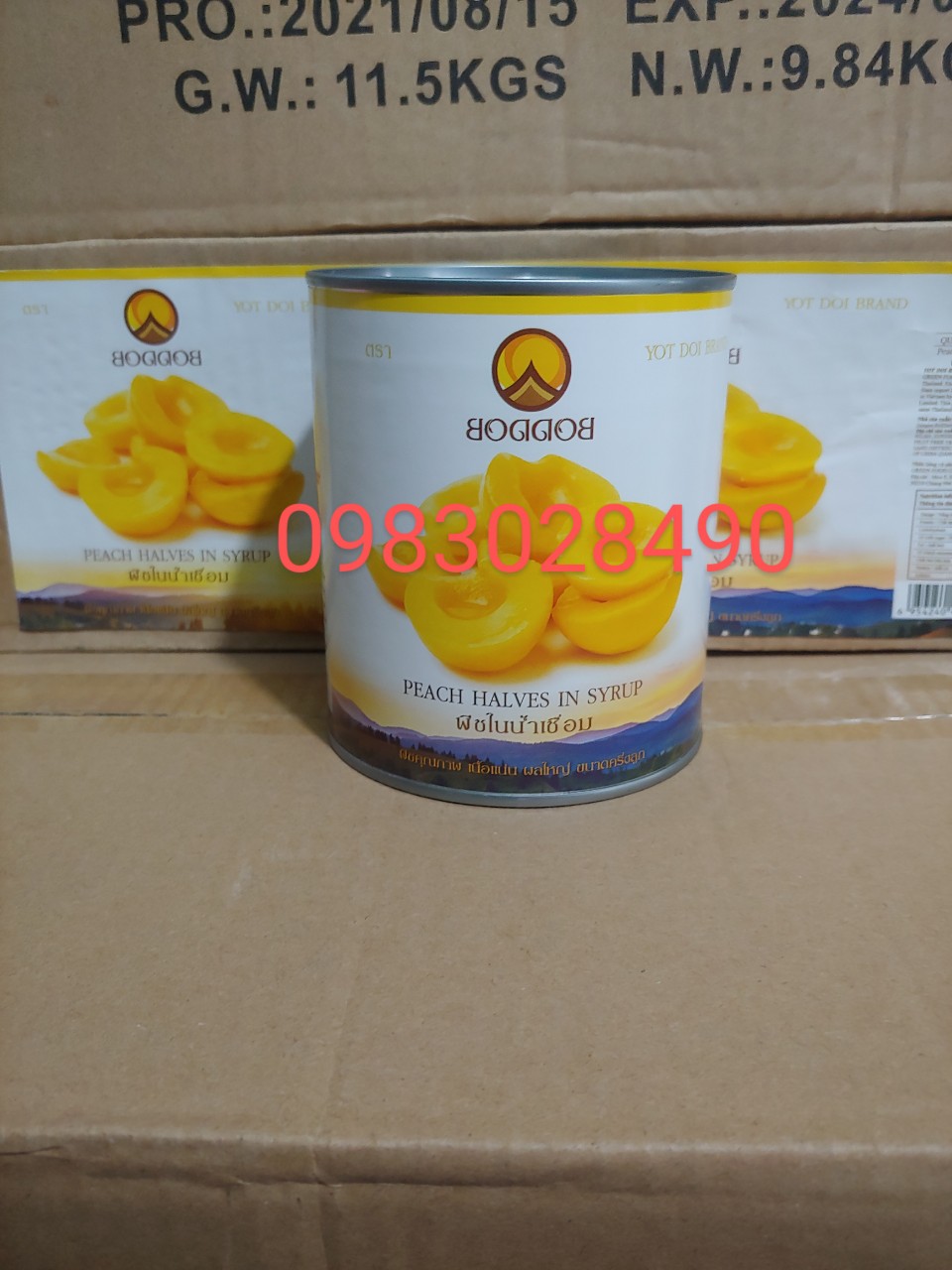 Đào lon thái lan boddob 820g