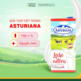 Sữa Tươi Tiệt Trùng ASTURIANA Nguyên Kem 1L - Độ Béo 3.6%,  Không Đường, Không Chất Bảo Quản, Nhập Khẩu Chính Hãng Tây Ban Nha.
