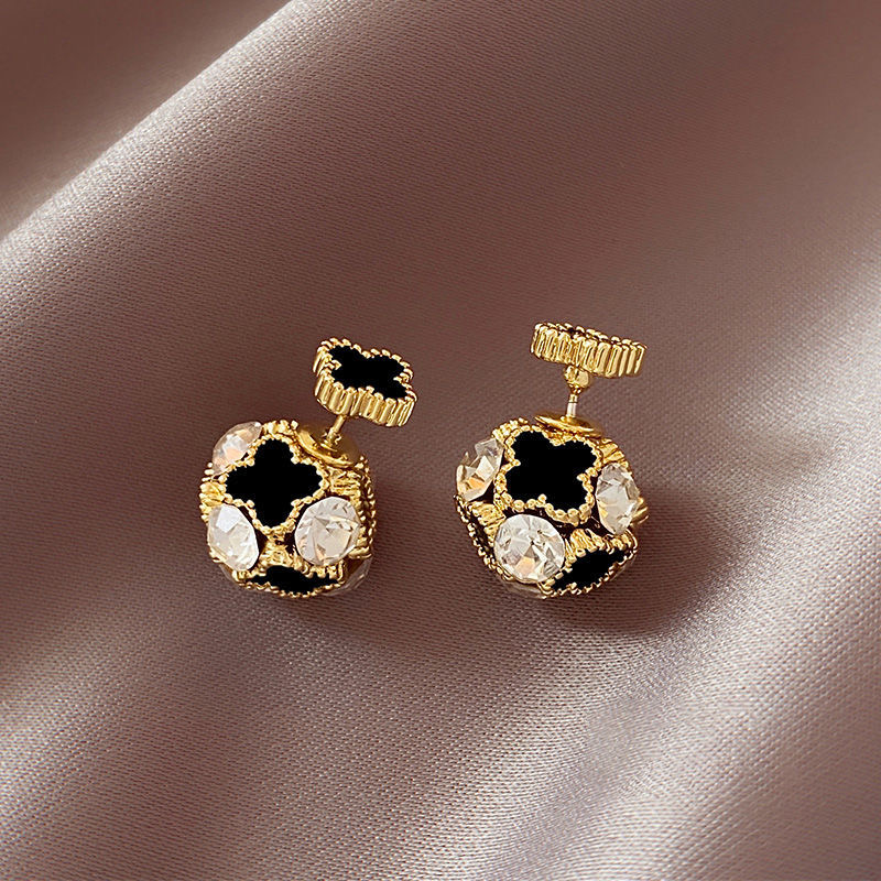 Yuki Bông Tai Cho Nữ Bông Tai Dạng Hạt Đính Đá Quả Cầu Pha Lê Bốn Lá Mới Trang Sức