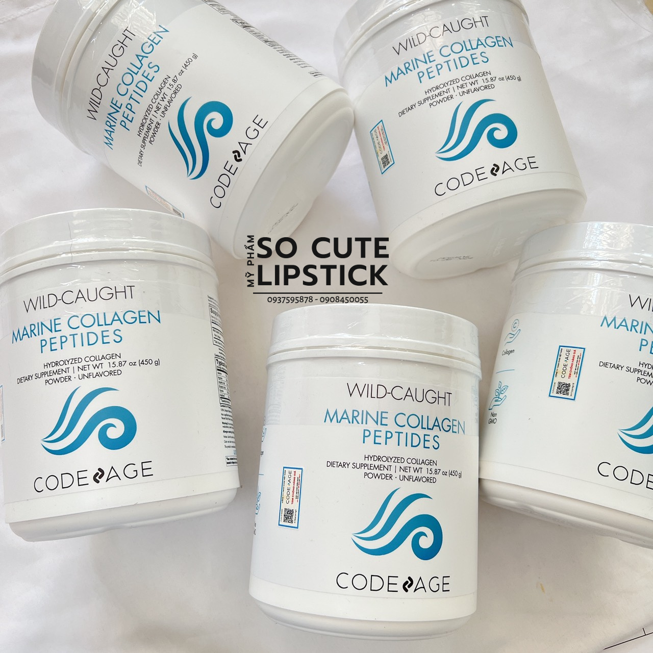 Bột Collagen Giúp Trẻ Hóa, Căng Mịn Da Code Age Wild Caught Marine Collagen Peptides 450g Codeage Collagen Xanh