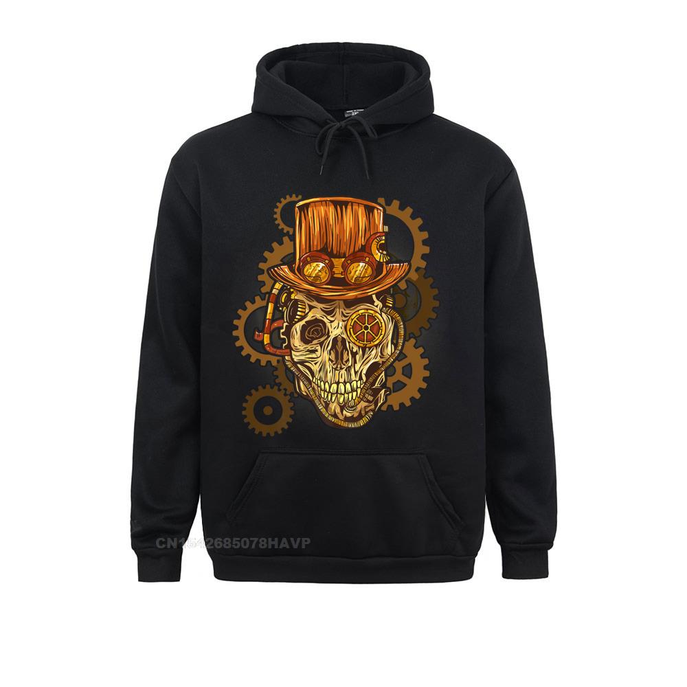 Hoodies Clothes Retro Steampunk Skull Vintage Gears Goth Premium T-Shirt__707 Summer Autumn Long Sleeve  Adult Sweatshirts Casual Newest Retro Steampunk Skull Vintage Gears Goth Premium T-Shirt__707black