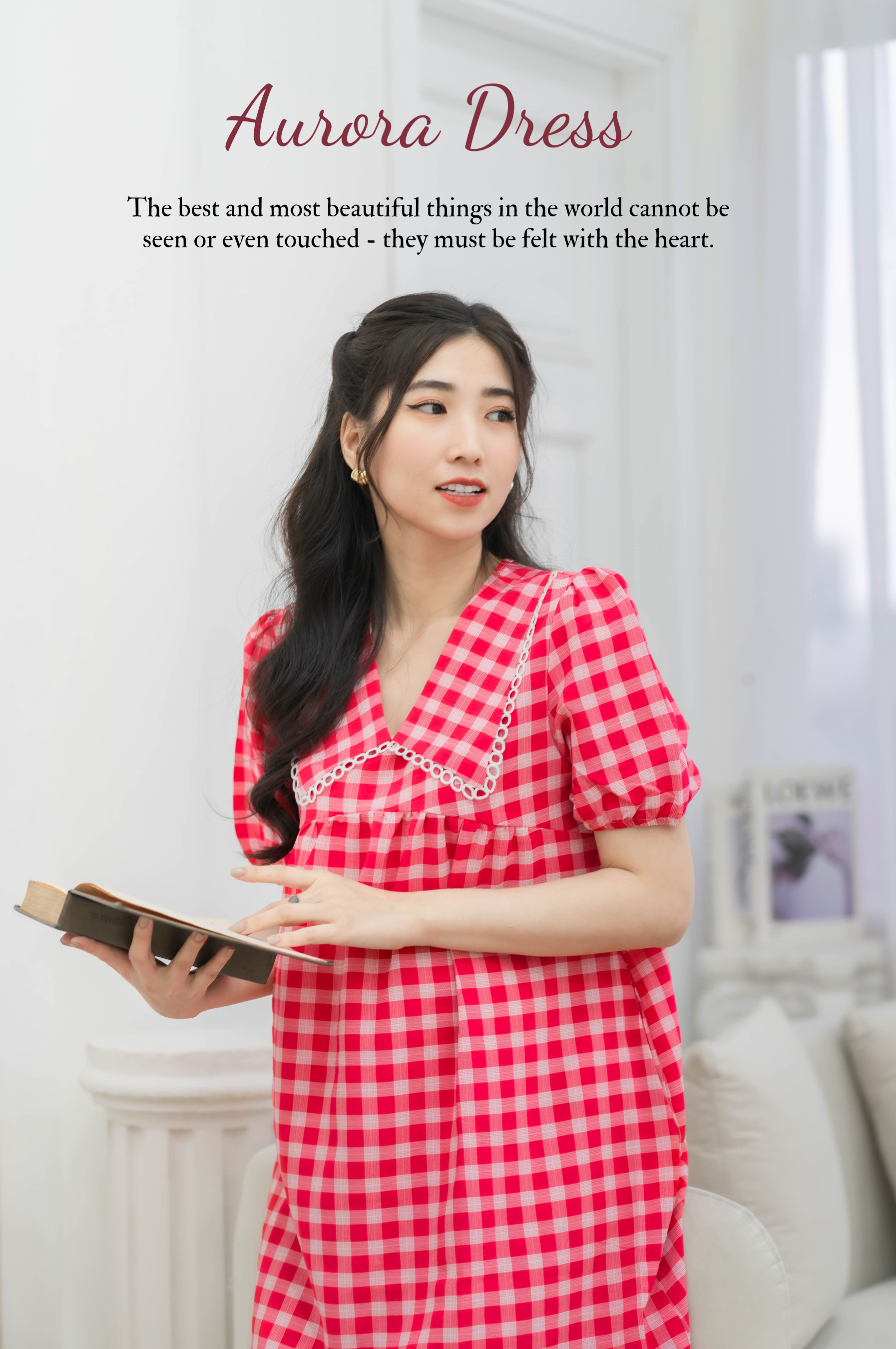 Aurora dress - đầm caro đỏ