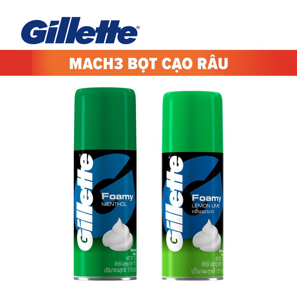 Bọt cạo râu Gillette hương chanh, hương bạc hà 175g
