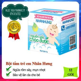 Bột Pha Nước Tắm Trẻ Em Nhân Hưng - Ngăn ngừa rôm sảy - mụn nhọt hộp 30 gói