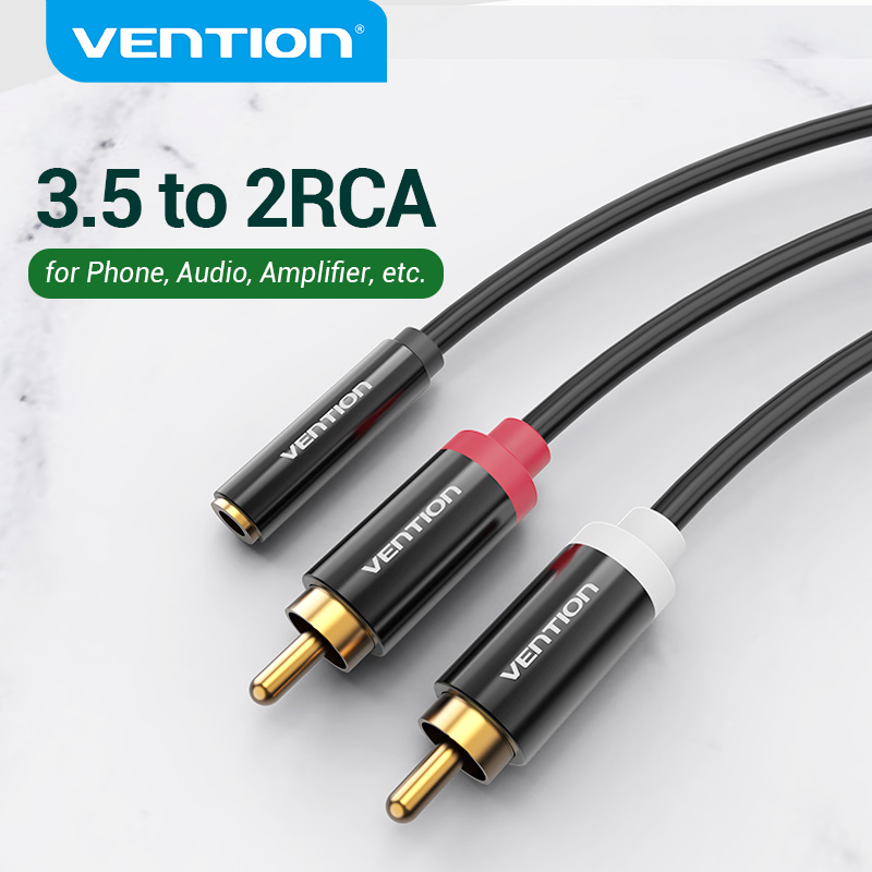 Vention Jack 3.5 mm to 2 RCA Cable Female to Male Audio Cable Aux Splitter for Amplifier TV Home Theater 3.5 Jack Aux Cable RCA ราคา 92 บาท*ส่งฟรี