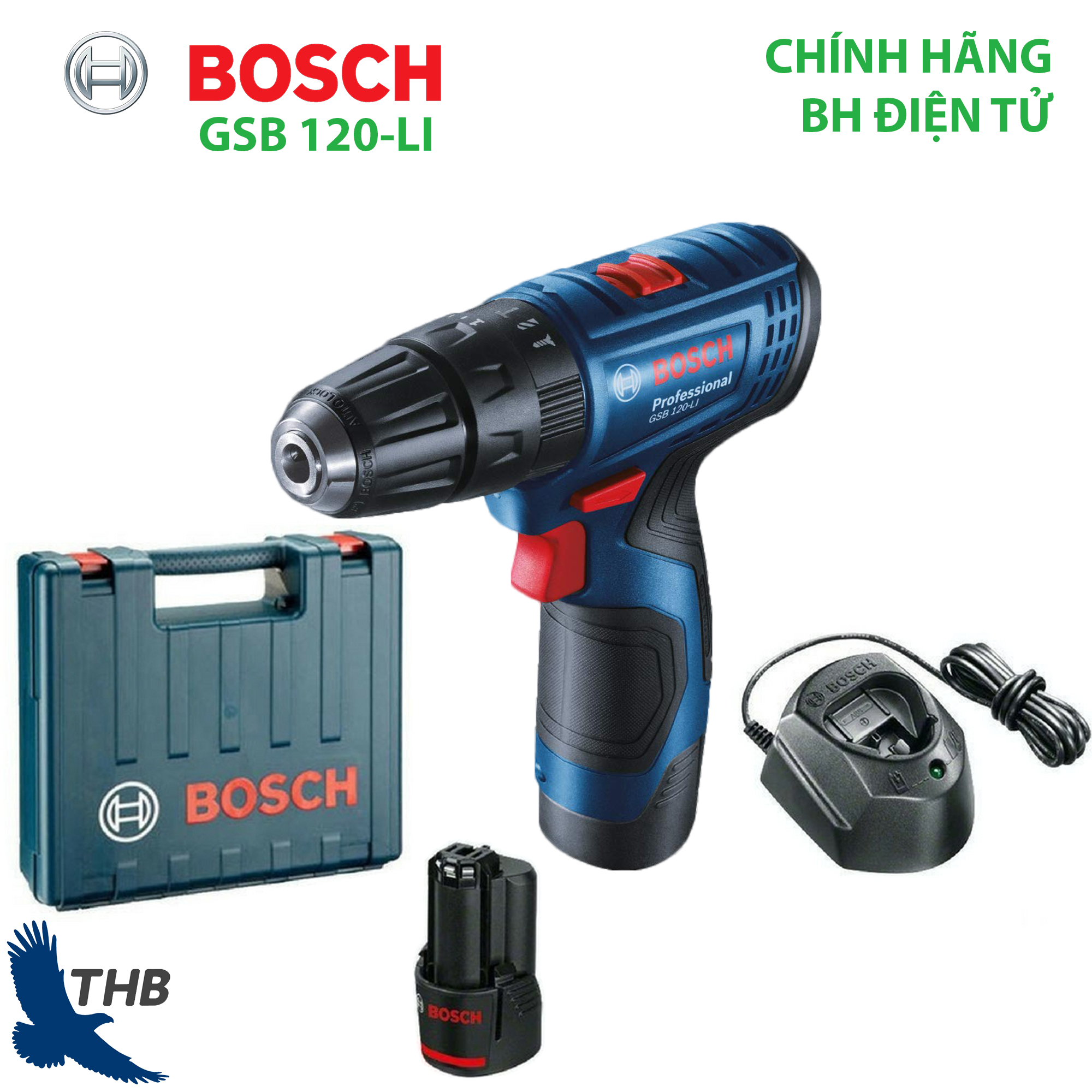Máy khoan pin bắt vít Bosch GSB 120-LI Gen 2 thông minh, nhỏ gọn pin 12V-2.0Ah