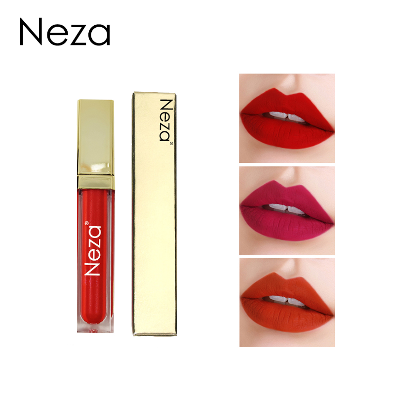 Gambar Neza Matte Velvet Lip Glaze 24 Hours Waterproof Long Lasting Lipstick Pearlescent Lip Gloss Non Stick Cup 30 Colors Makeup Lip Gloss Long wear Lip Tint 21# 30#
