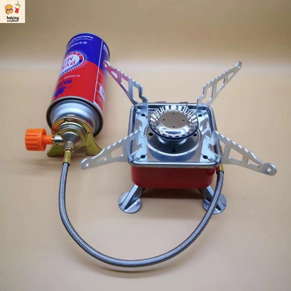 Haiyingds Bếp gas mini du lịch xếp gọn hợp kim chống gĩ có dây nối bình gas an toàn có van điều chỉnh gas cao cấp ,cắm trại,.