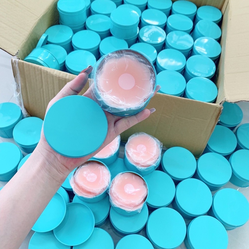 Miếng dán ngực hộp 5 đôi dán ti Silicon dùng lại được nhiều lần siêu dính