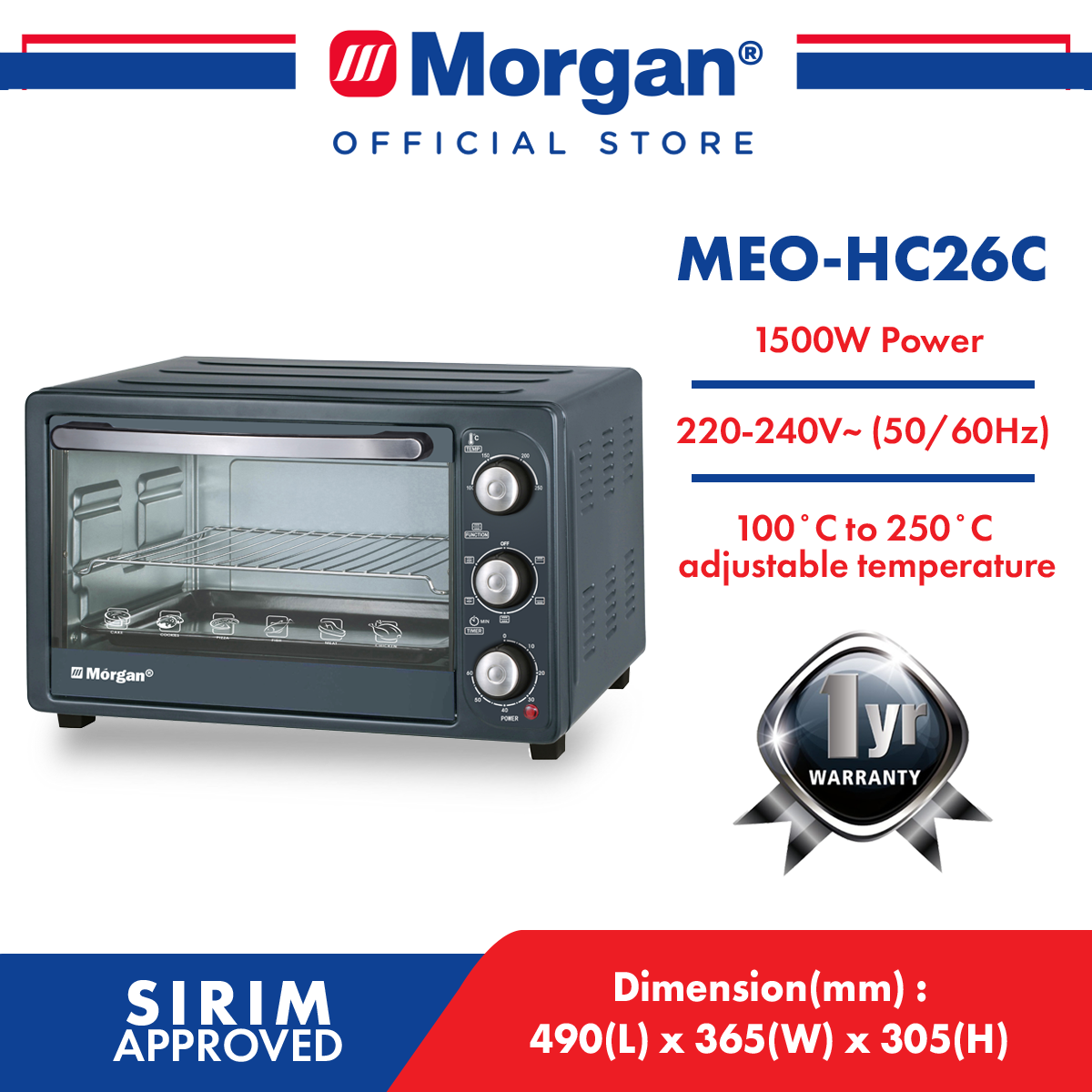 MORGAN MEO-HC26C ELECTRIC OVEN 26L CONVECTION