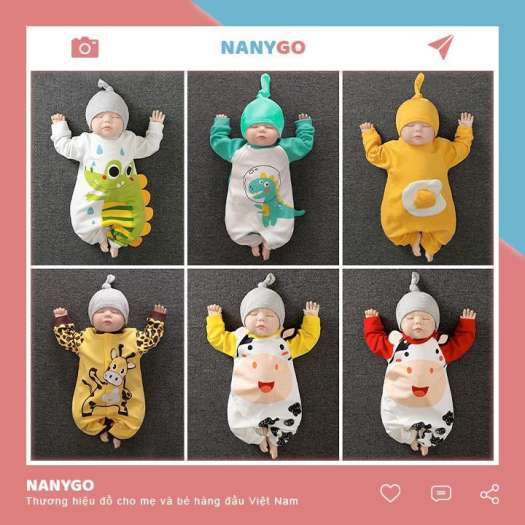 ▣✴  Quần Áo Trẻ Em Sơ Sinh Bộ Đồ Liền Thân Dài Tay Chất Cotton Body Hình Thú Cho Bé Trai Bé Gái [BDD18]