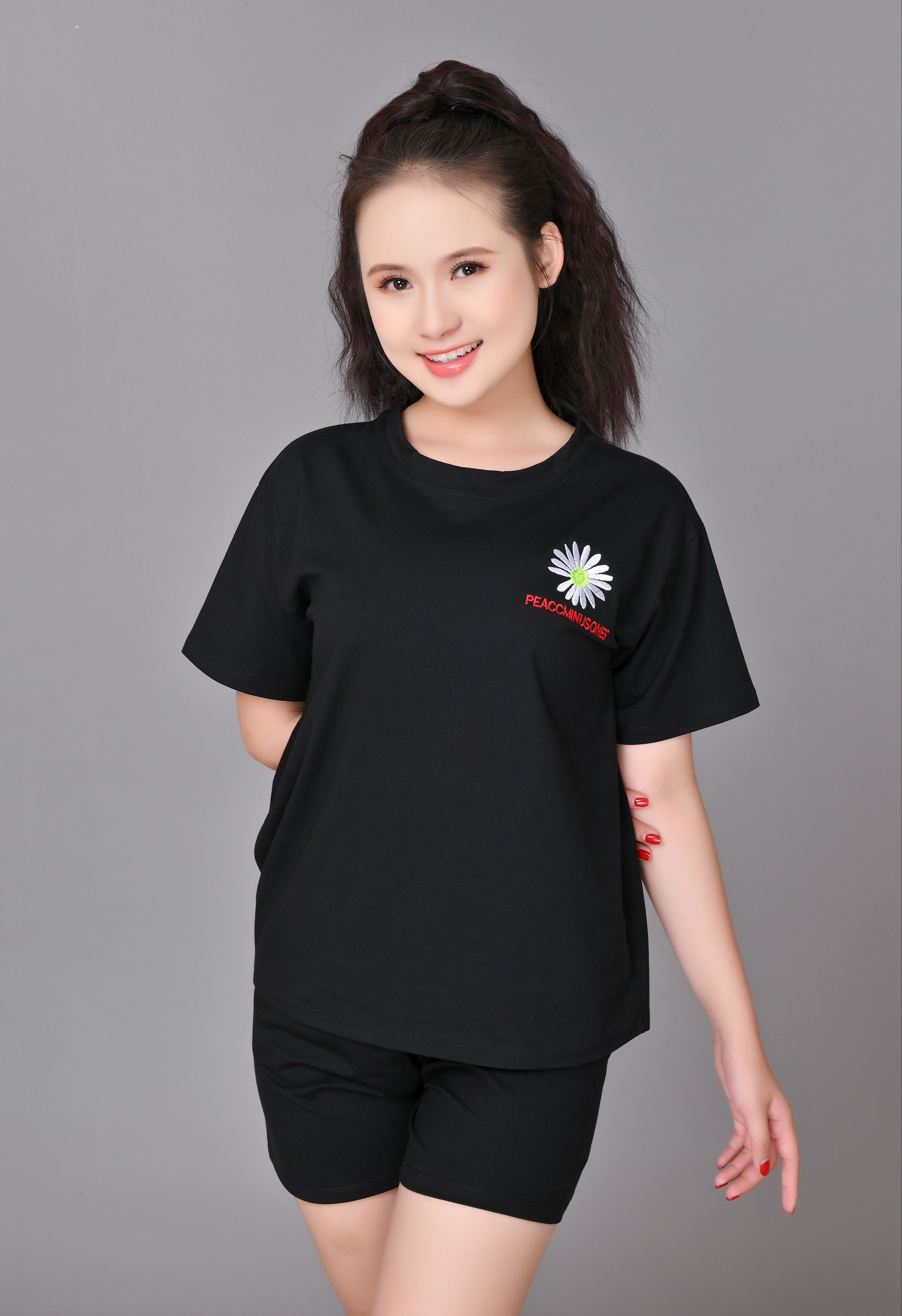 Set bộ đồ thun đùi, bộ đồ thun đùi chất thun cotton cao cấp dễ thương form rộng bigsize thiêu bông cúc ĐBĐ02