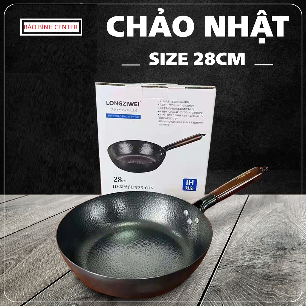 Chảo thép rèn vân búa chống dính kiểu nhật sâu lòng size 28cm