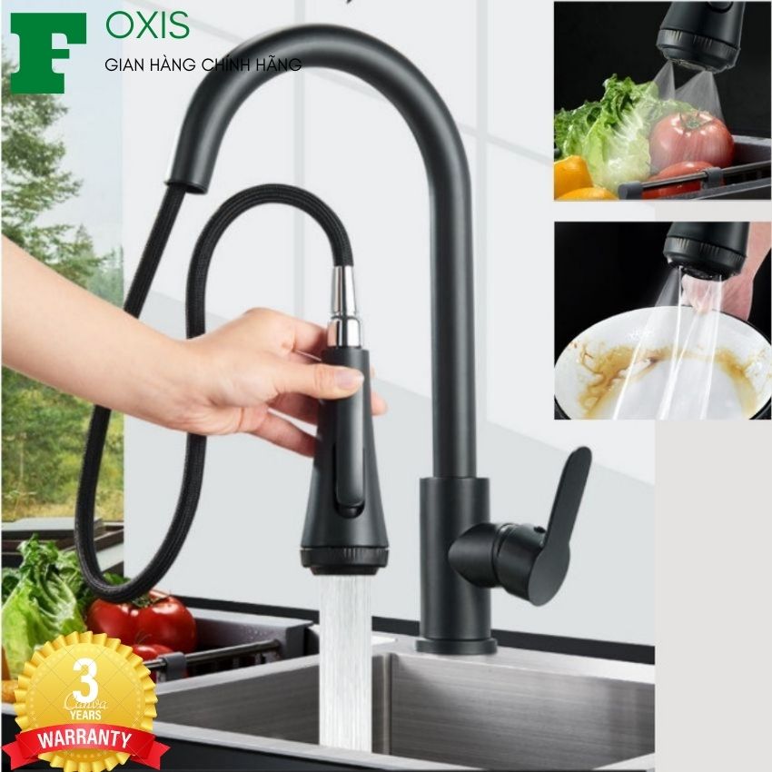 Vòi rửa chén bát đa năng moonoah mn-603d chức năng nóng lạnh, có dây rút kéo dài, tiện dụng
