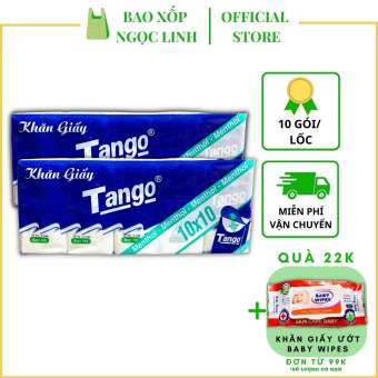 Khăn giấy bỏ túi Tango 10 gói, Bao Xốp Ngọc Linh A38, hương thơm dịu nhẹ, thích hợp cho học sinh, sinh viên, gia đình, nhà hàng, giá sỉ dùng 1 lần, 1 gói 10 tờ 2 lớp