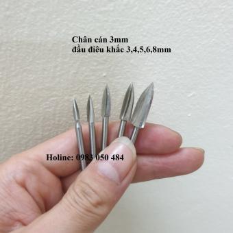 Bộ 5 Mũi Khoan Mài Điêu Khắc Làm Lũa Gỗ - Dụng Cụ Máy Làm Lũa Gỗ Bonsai Cán 3mm