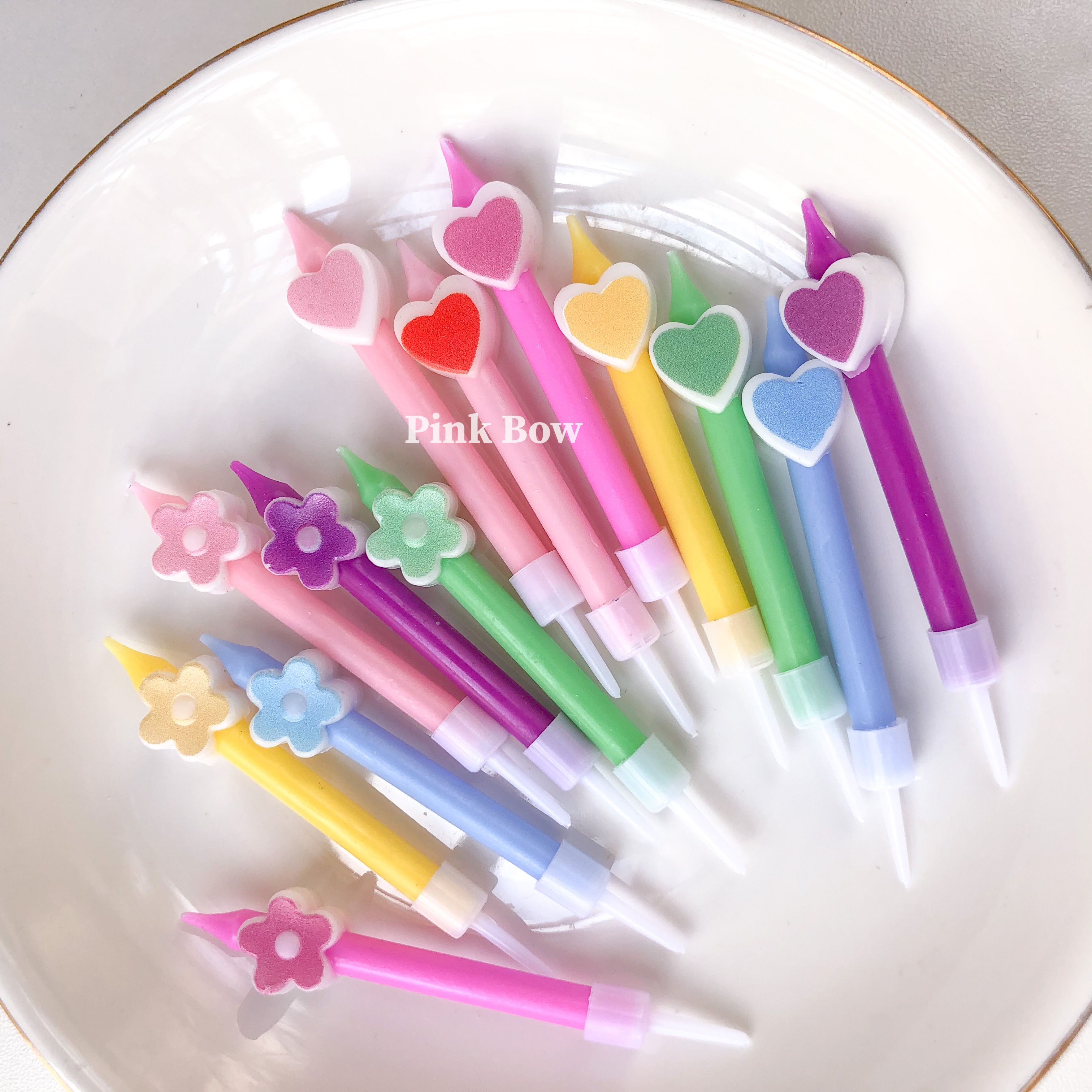 Nến hình trái tim và bông hoa đủ màu sắc set 6c