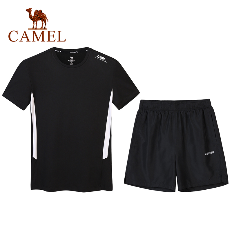 Camel Áo Thun Thể Thao Thoáng Khí Thoải Mái Cho Nam Quần Ngắn Bộ Đồ Thể Thao Nam (Áo Phông + Quần Đùi)