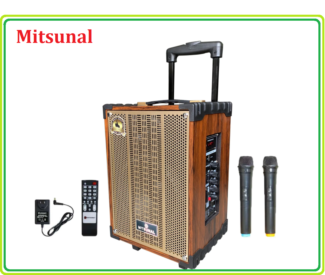 Loa kéo karaoke công suất lớn, Loa Bluetooth, Loa di động Mitsunal T803 mẫu mới 2022 công suất 210W kèm 2 micro không dây hát Karaoke đỉnh - Smart Home 24h