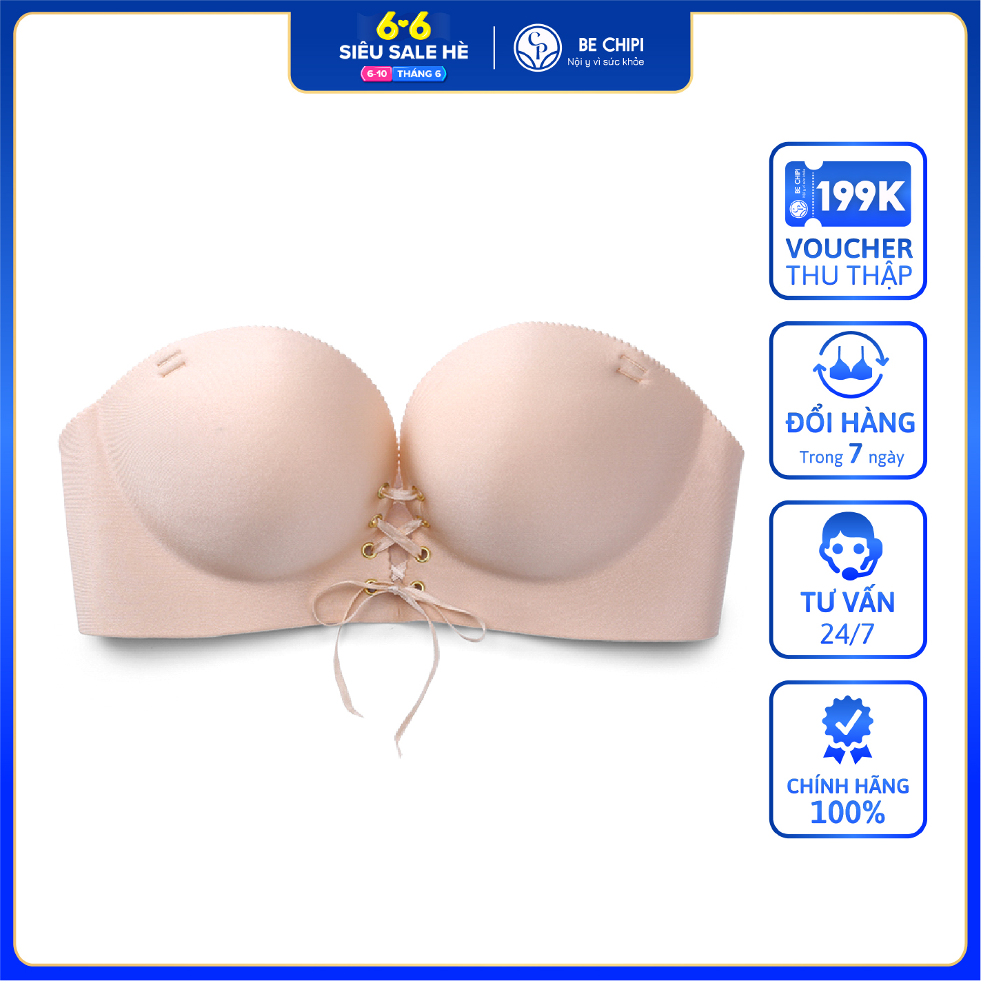 Áo lót không gọng đệm dày siêu nâng đẩy tặng kèm dây trong by bechipi - al0368