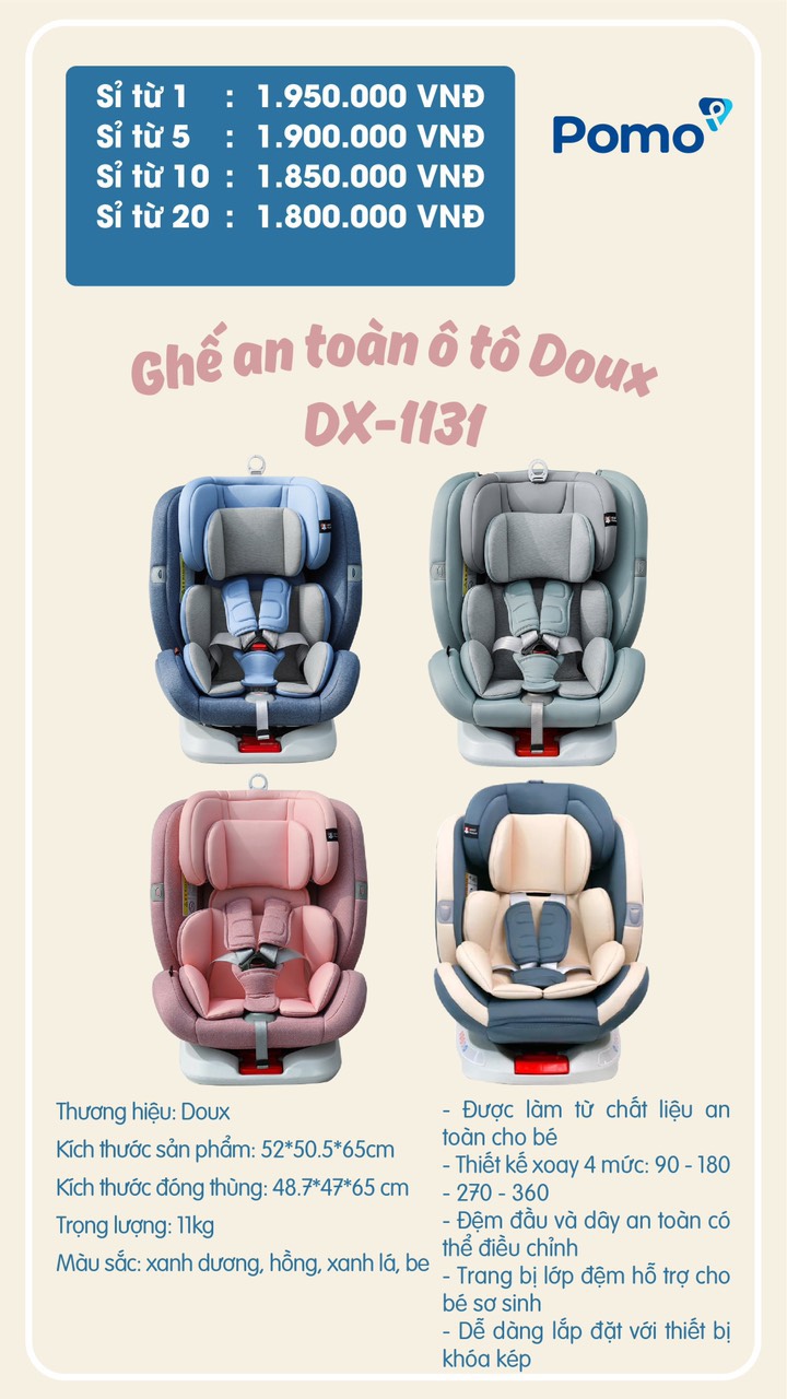ghế ngồi ô tô trẻ em doux dx-1131 quay 360 độ isofix 1