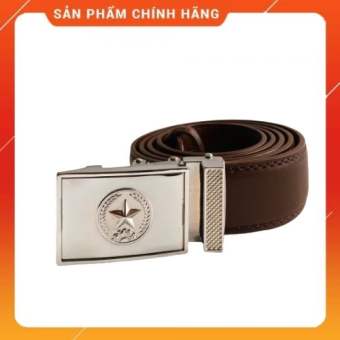 Thắt lưng dây nịt da nâu mặt bạc sáng bóng chuẩn đẹp