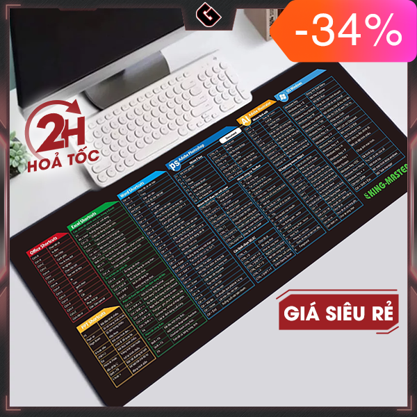 Miếng Lót Chuột Full Phím Tắt Văn Phòng King Master - Hàng Chính Hãng