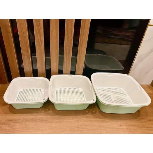 Bộ Thao Rổ Nhựa Vuông Đa Năng 6 Món ECOCO, Có Cả Rổ Và Thau Nhựa, Tiện Lợi Cho Phòng Bếp Nhà Bạn