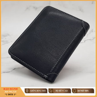 Ví Bóp Nam da bò thật, Kiểu Ví nam dáng đứng màu đen - CKV1901