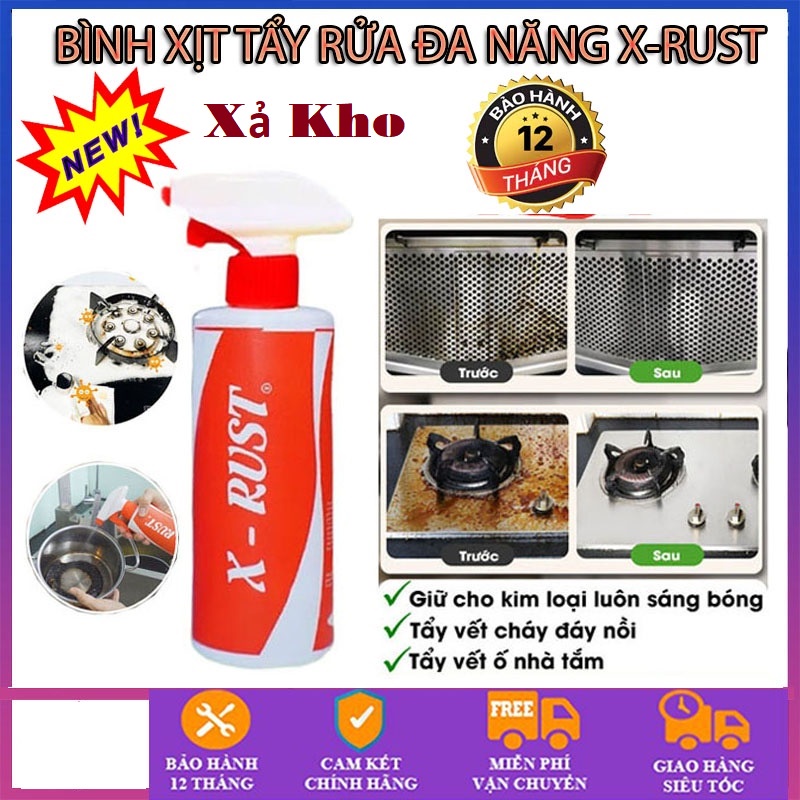 Chai xịt Tẩy X RUST Đa Năng Làm Sạch Bồn Cầu, Gương Kính , Làm Mới Đồ Vật Sáng Bóng