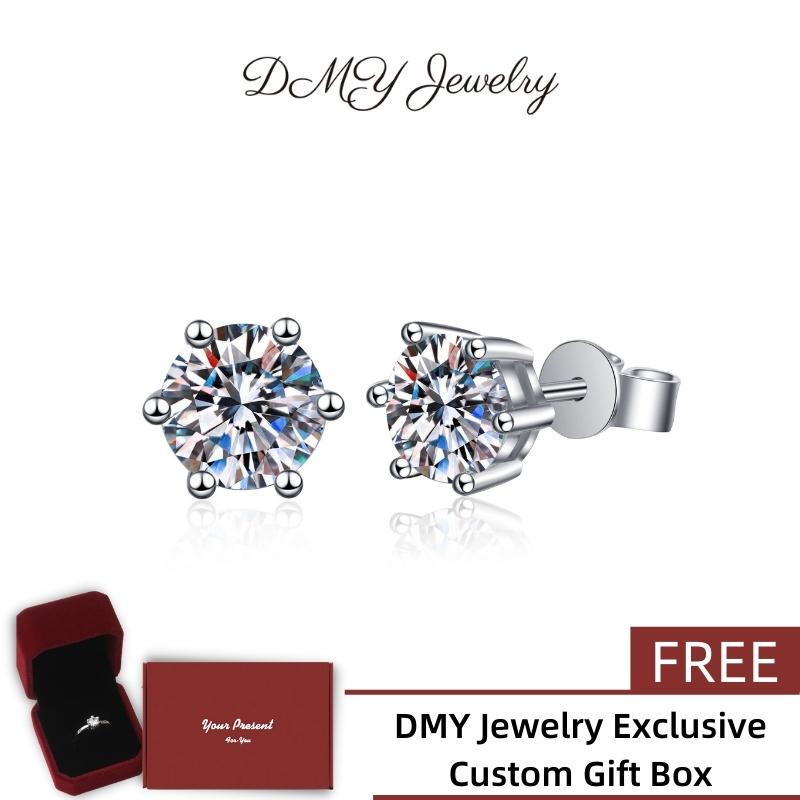 DMY Jewelry Diamond Earrings For Women/Moisanite Earrings/Moissanite Diamond Earrings/Moissanite Jewelry/Woman Jewellery Earrings/925 Silver Earrings/Silver Earrings Women/Moissanite Earrings Gra/Moissanite Earrings 0.5 Caret/Classic 6 Claw Stud Earrings