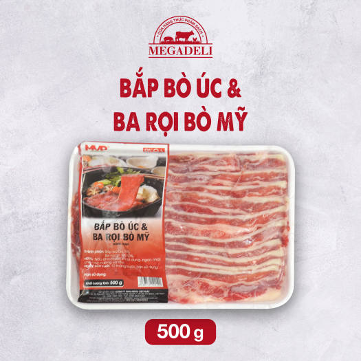Bắp bò Úc và Ba Chỉ Bò Mỹ 500g (Hỏa tốc HCM) Mega Việt Phát Nhúng Lẩu, Nướng Thơm Ngon