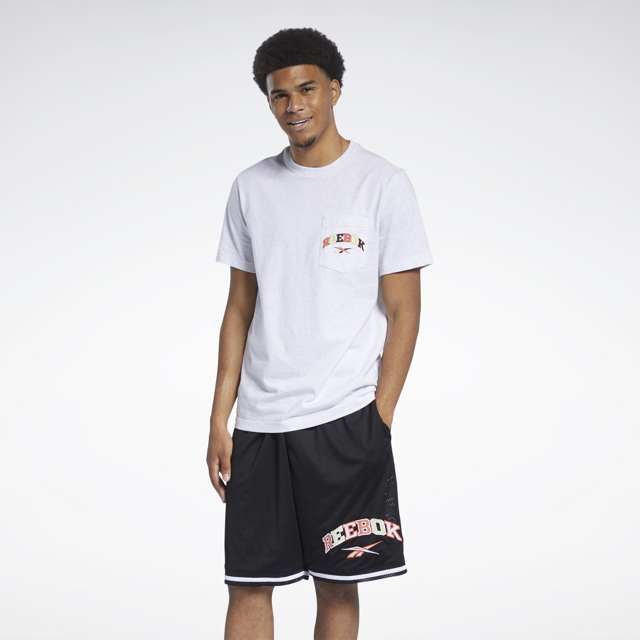 Reebok classics áo unisex basketball pocket tee white melange gj5836