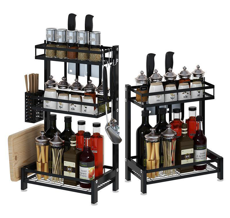 Kệ đựng gia vị-kệ gia vị-kệ để gia vị nhà bếp đa năng bằng inox không gỉ có ống để đũa, giá để dao thớt.