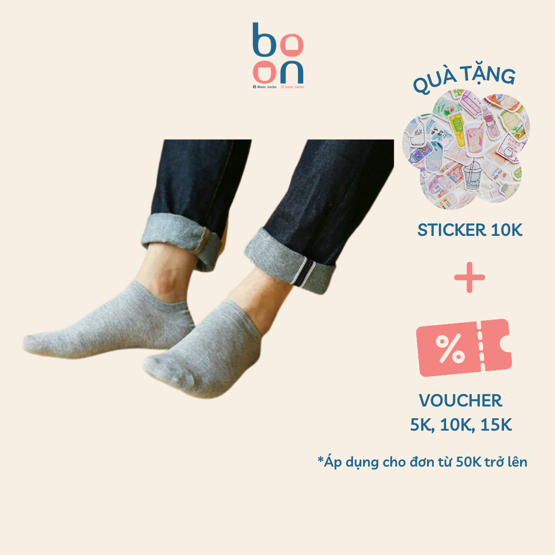Tất vớ lười nam trơn chất cotton dày dặn thấm hút mồ hôi