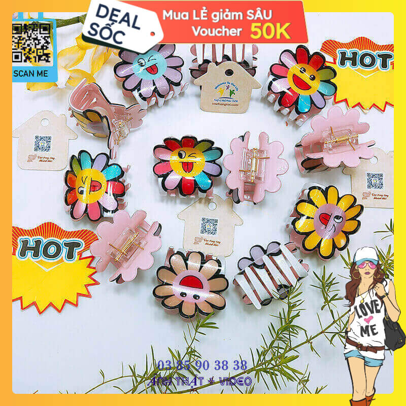 Kẹp tóc nữ hàn quốc cute, phụ kiện bé gái, kẹp càng cua, gắp tóc lớn icon nhiều màu Hàn Quốc cao cấp - thương hiệu Vợ Chồng Tôi