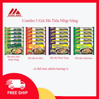 Combo 5 Gói Hủ Tiếu Nhịp Sống Acecook (hương vị hủ tiếu Nam Vang/chay/bò kho/sườn heo) , Hủ tiếu ăn liền, Bách hóa Minh Anh